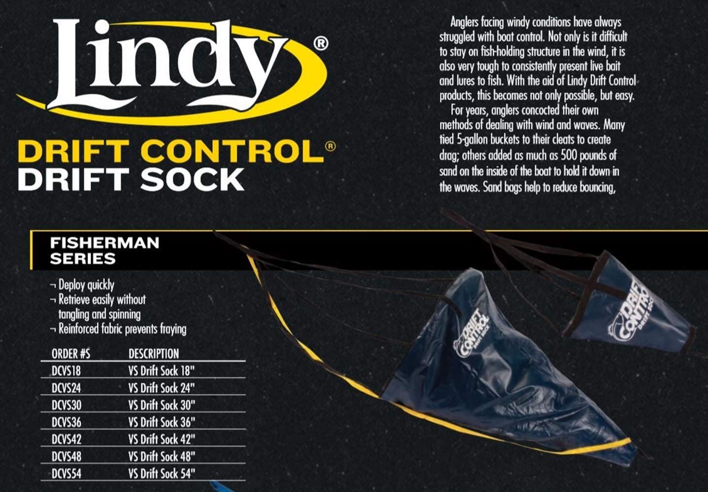 Lindy® Drift Control Drift Sock – Moxy's Bait & Tackle